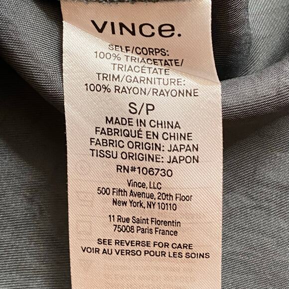 Vince Rib Trim Woven Top Womens S Oversized Boxy Lagenlook Chic Minimalist Grey - Picture 14 of 16